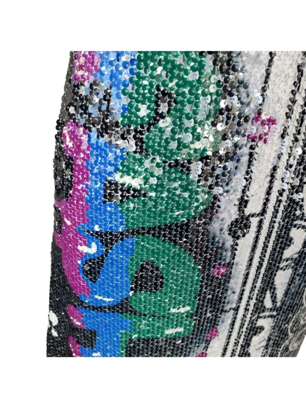 Kimberly Goldson $698 Dress Sequin Black White Brooklyn Graffiti Print Maxi - Picture 10 of 16